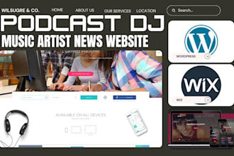 design podcast website music dj artist podcast band news wordpress wix website