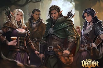 draw dnd party fantasy art, dnd character, concept art