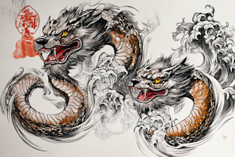 create japanese or oriental tattoo design for you