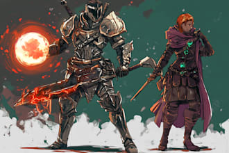 draw 2d sprite, fantasy game art, dnd, and character design