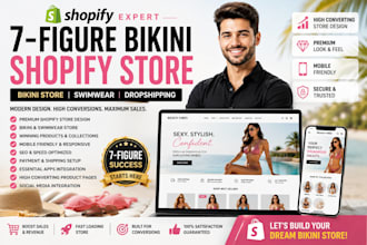 design 7 figure bikini shopify store shopify website swimsuit dropshipping store