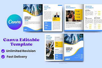 design canva editable annual reports, ebook and business proposal,canva expert