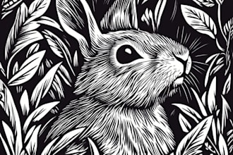 do animal and botanical linocut illustration
