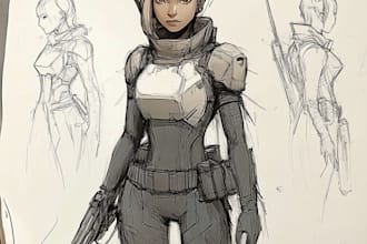 stunning sketch of your character, sci fi fantasy, cyberpunk