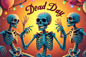 do dancing skeletons dead day party  skull logo