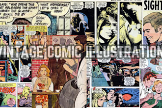 draw vintage comic illustration retro portrait comic book pop art 70s 80s design