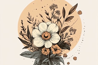design hand drawn botanical boho floral feminine logo