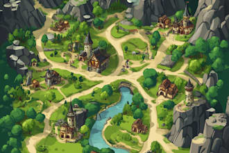 draw 2d environment, background, props, and maps, game art