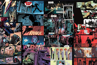 draw dark fantasy graphic novel, retro vintage comic superhero comic storyboard