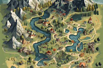 draw a fantasy map for rpg fantasy dnd novels board game