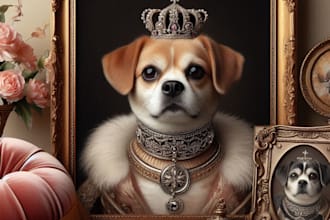 custom royal pet portrait historical renaissance for gift