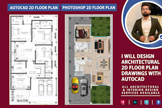 design architectural 2d floor plan drawings with autocad