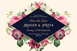 design wedding invitation, birthday, baby shower cards, etc