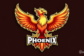 do eye catching phoenix, bird mascot logo 1 day