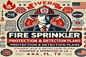 design, stamp fire sprinkler protection detection plans in ca, fl, tx