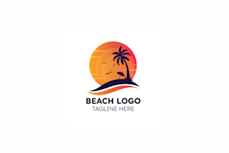 design custom tropical coconut tree beach logo with high quality