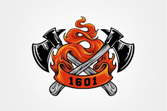 design awesome fire axe logo