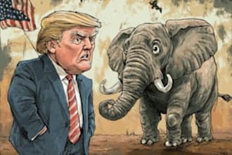do a stylish political cartoon from your idea