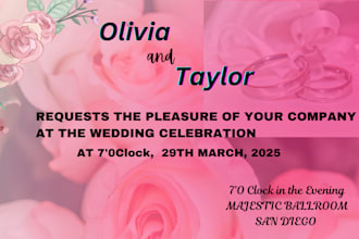 design a beautiful and elegant wedding invitation card
