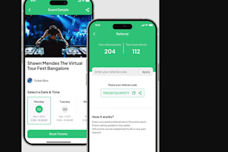 build event booking app, ticket management app, conference app like bookmyshow