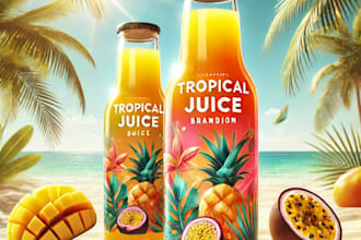 vibrant tropical juice bottle branding concept