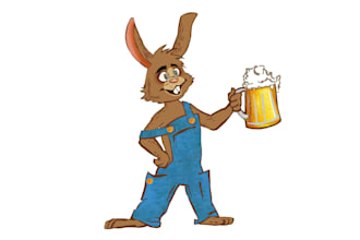 design lovable rabbit craft beer pub logo
