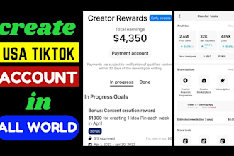 create USA UK fr tiktok monetization account with creator rewards program