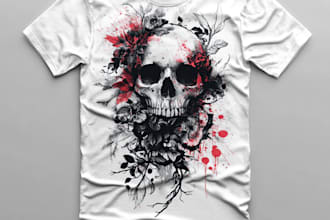creat bulk trending t shirt designs for printful or printify