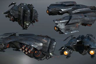 create 3d aircraft model, spaceship model, hard surface, war tank, car part