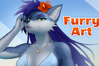 draw anime art style furry art, oc, fursona