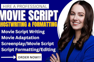 do movie script, screenplay, screenwriting, movie script writing as scriptwriter