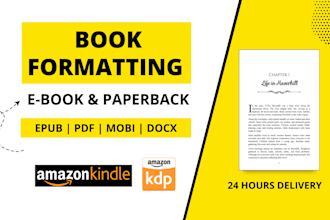 do book formatting, kindle ebook formatting, paperback for amazon KDP