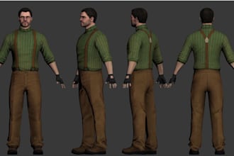 full realistic 3d character modeling, texturing, rigging in blender