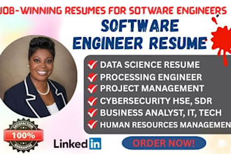 write software engineering resume, IT ats tech resume, data engineer CV in 24hrs
