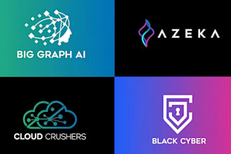 do modern startup technology cyber security tech logo design