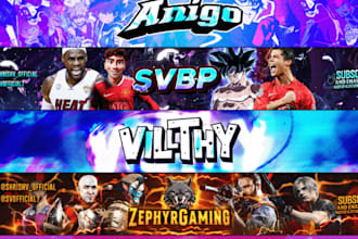 design a professional and eye catching youtube banner logo gaming or anime style
