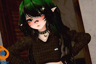 model custom vrchat avatar, vrc avatar, vrc character, anime model, vrm