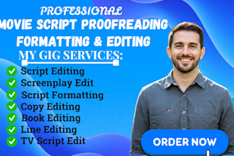 do movie script screenplay short film TV script editing proofreading formatting