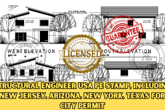 structural engineer pe stamp , new jersey, arizona, ny, texas for city permit