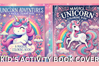 design kdp coloring book cover, activity book, coloring pages for kids and adult
