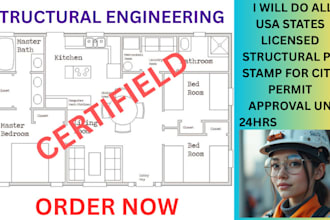 do  licensed architect, structural engineering, USA pe stamp in 24hrs