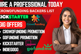 provide verified crowdfunding backers list for kickstarter indiegogo gofundme