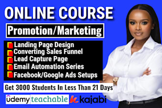 do udemy online course promotion kajabi course marketing teachable sales funnel