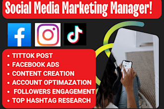 be your social media marketing manager to boost engagement sales tiktok shop fb