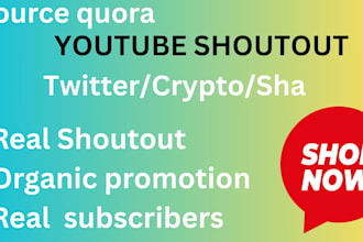 shoutout yt, promote website, app, youtube influencer shoutouts, increse views