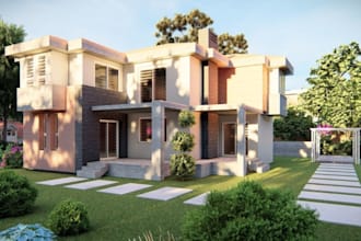 design 3d villa apartment,exterior design, landscape design,3d render,playground