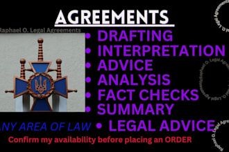 draft, review, and advise on any legal agreement for your needs