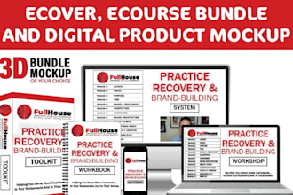 ecover bundle digital product product mockup 3dmockup ecover online course cover