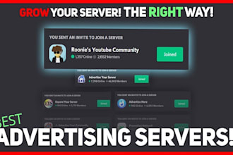 advertise, boost and grow discord server organic promotion to get real member