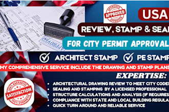 review, seal, stamp architectural plan, mep, site plan, pe stamp for city permit